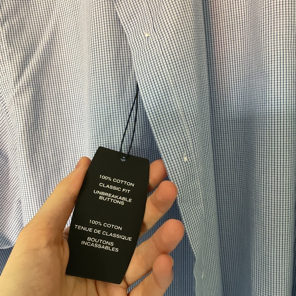 🆕 Nautica Classic Fit White and Blue Tattersall Button Down Dress Shirt - Picture 8 of 12